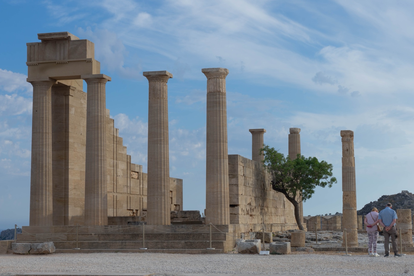 Standing columns of the temple of Athena Lindia on the acropolis of Lindos